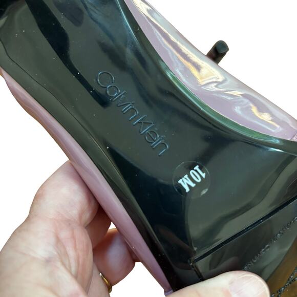 Calvin Klein "Gosha" purple lavender suede & patent leather high heel mules 10M - Picture 4 of 13